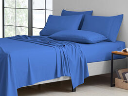 6-Piece Bamboo-Blend Comfort Luxury Sheet Set (Warm Blue/Full)